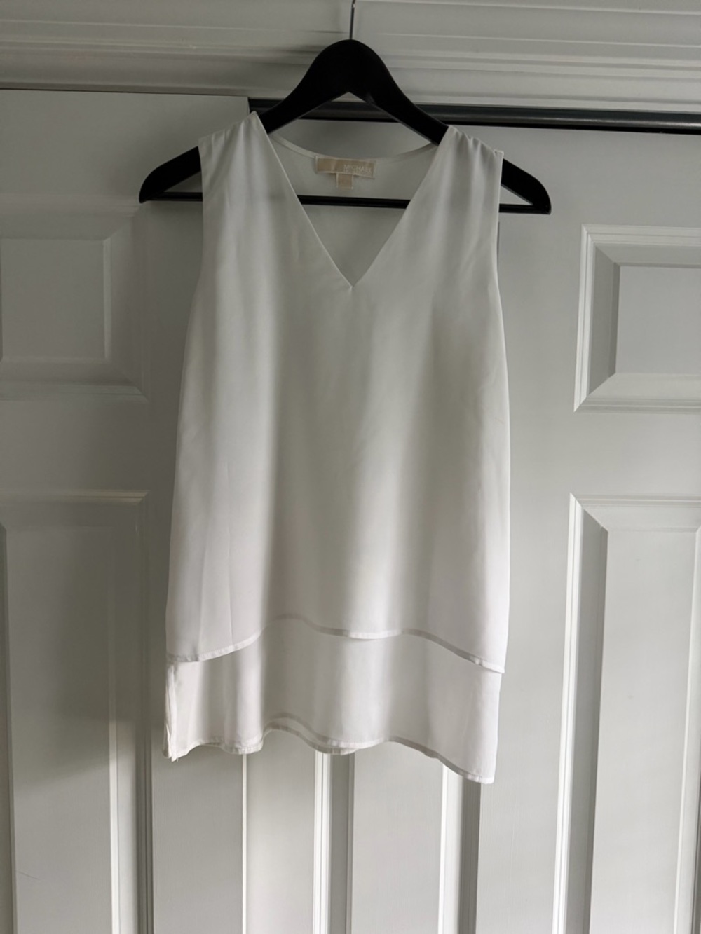 Michael Kors White V-Neck Layered Sleeveless Camisole